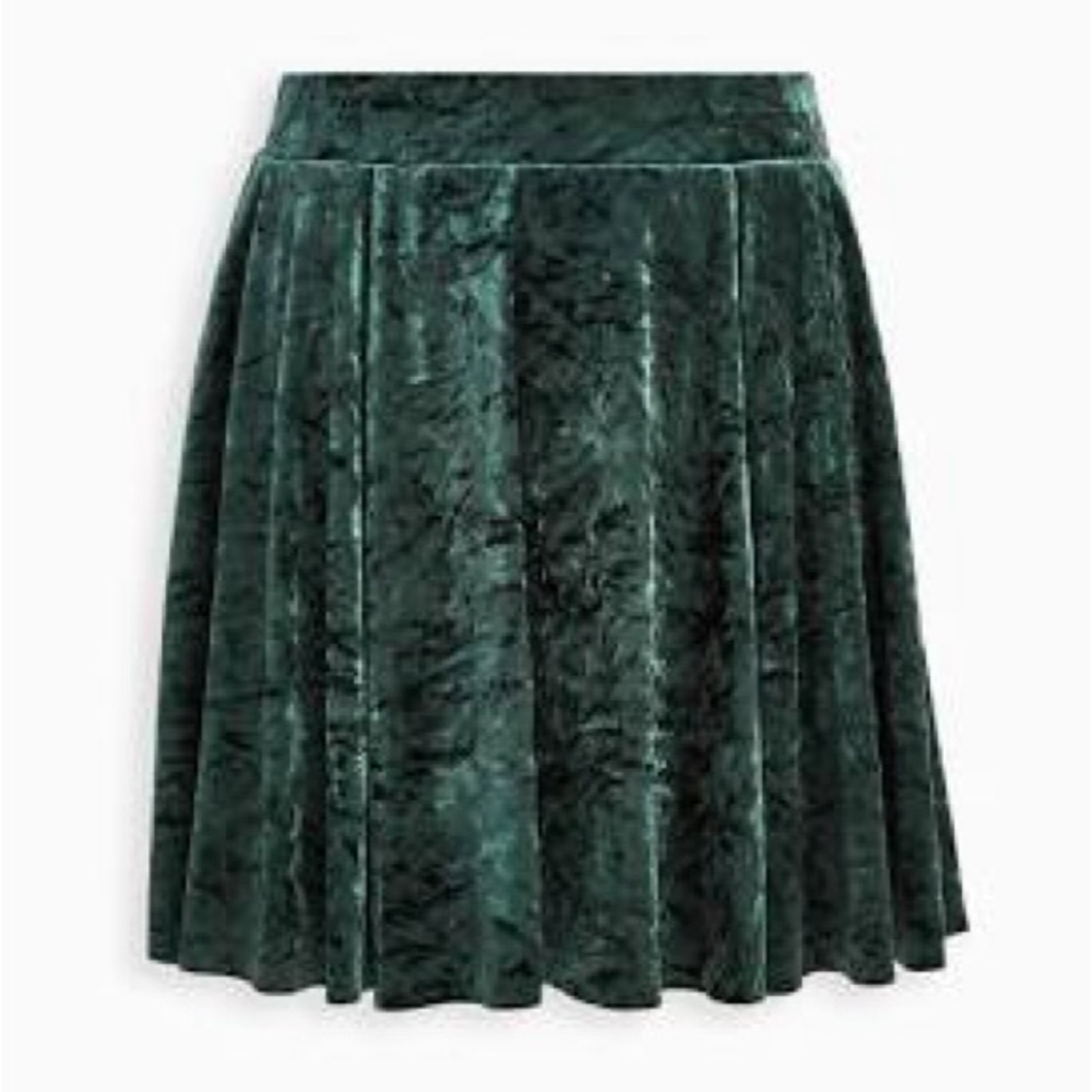 Torrid mini green velvet skater skirt